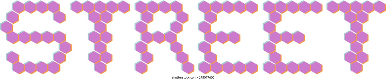 3D Hexagon font, STREET