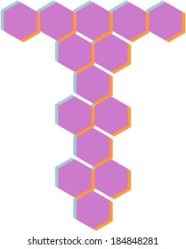3D Hexagon font, T
