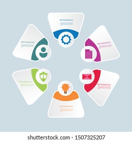 3D Hexagon Info graphic Template with Six Options for Workflow Layout, Diagram, Annual Report,