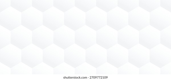 Patrón de malla hexagonal 3D con una superficie brillante y una estructura de rejilla geométrica. Ilustración vectorial.