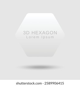 3D hexagon shape on white background.
