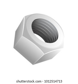 3D Hexagonal Metal Nut Symbol Vector Graphic Design Object