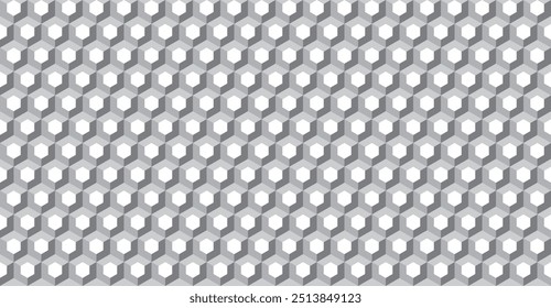 3D hexagonal shape boxes seamless pattern. Vector isometric illustration.