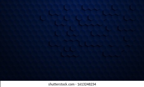 3d hexagons on dark blue gradient background. Use for modern design, cover, template, decorated, brochure, flyer.