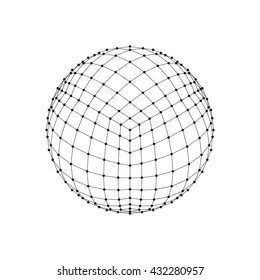 3D hexahedron wireframe mesh sphere. Network line, HUD design sphere. Vector Illustration EPS10