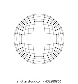 3D hexahedron wireframe mesh sphere. Network line, HUD design sphere. Vector Illustration EPS10