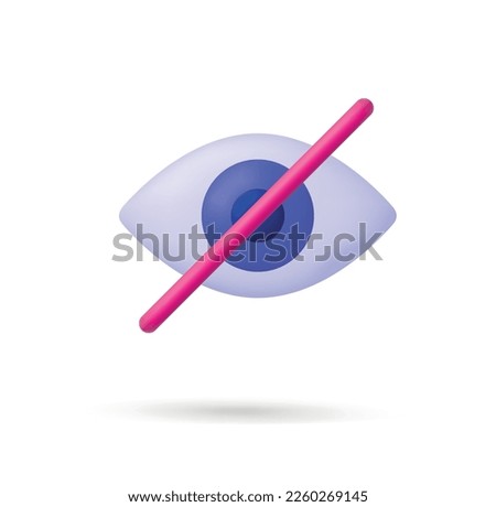 3D Hide icon. Invisibility concept. No view. Off. Unseen sign. Vector in 3d style. Eps 10