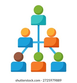 Icono jerárquico 3D de la estructura de la gente en la Ilustración vectorial plana del diseño con las Formas azules y marrones del gradiente para los conceptos del negocio y del trabajo en equipo