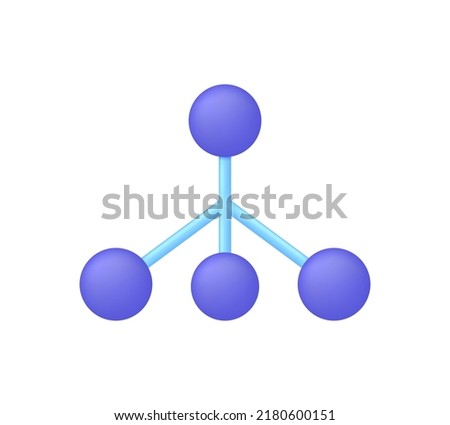 3D Hierarchy icon isolated on white background. Enterprise management subordinate structure. Delegating, assignment, distribution. Can be used for many purposes. Trendy and modern vector in 3d style.