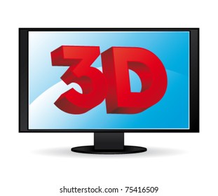 3D high definition wide screen. vector icon.