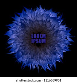 3D High Quality Decorative Flower Frame for Presentation on Black Background . Isolated Vector Elements