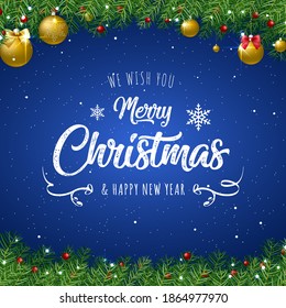 3D High Quality Merry Christmas and Happy New Year Background with Falling Snow and Gifts . Isolated Vector Elements