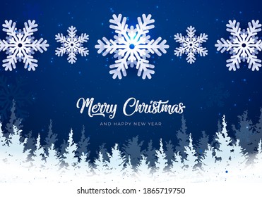 3D High Quality Merry Christmas and Happy New Year Background with Falling Snow . Isolated Vector Elements