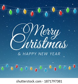 3D High Quality Merry Christmas and Happy New Year Background with Falling Snow . Isolated Vector Elements
