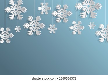 Origami 3D de alta calidad Feliz Navidad y Feliz Año Nuevo con Nieve en caída. Elementos vectores aislados