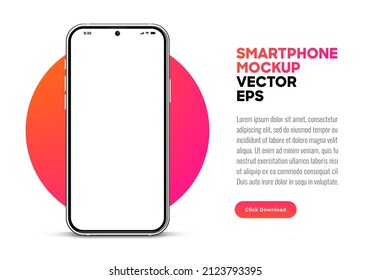 3d high quality vector mobile mockups. Ultra realistic smartphone. Device UI UX mockup for presentation template. Cellphone frame with blank screen isolated templates. 3d isometric illustration. 