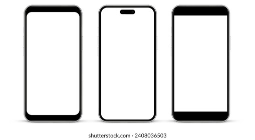 3d hochwertige Vektorgrafik-Smartphone-Samups. Ultra-realistisches Gerät UI UX Mock up für die Präsentation Vorlage. Handy-Rahmen mit leerem Bildschirm isolierte Vorlagen. 3D isometrische Abbildung.