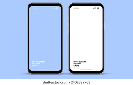 3d high quality vector smartphone mockups. Ultra realistic mobile device UI UX mockup for presentation template. Cellphone frame with blank screen isolated templates. 3d isometric illustration.