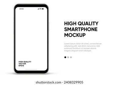 3d high quality vector smartphone mockups. Ultra realistic mobile device UI UX mockup for presentation template. Cellphone frame with blank screen isolated templates. 3d isometric illustration.