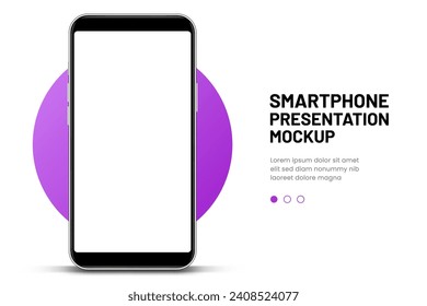 3d high quality vector smartphone mockups. Ultra realistic mobile device UI UX mockup for presentation template. Cellphone frame with blank screen isolated templates. 3d isometric illustration.