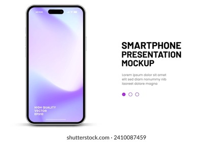 3d high quality vector smartphone mockups. Ultra realistic mobile device UI UX mockup for presentation template. Cellphone frame with blank screen isolated templates. 3d isometric illustration.