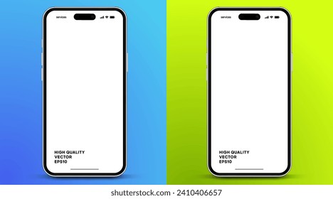 3d high quality vector smartphone mockups. Ultra realistic mobile device UI UX mockup for presentation template. Cellphone frame with blank screen isolated templates. 3d isometric illustration.