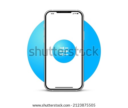 3d high quality vector smartphone with settings icon. Realistic mobile with setup symbol. Device UI UX mockup. Cellphone frame with blank screen isolated templates. 3d isometric illustration. 
