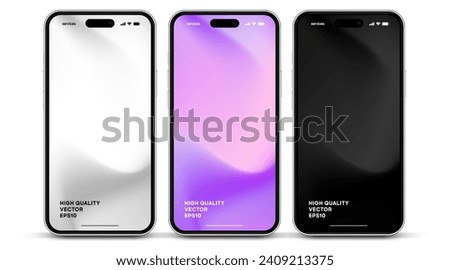3d high quality vector smartphone mockups. Ultra realistic mobile device UI UX mockup for presentation template. Cellphone frame with blank screen isolated templates. 3d isometric illustration.