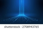 3D High Speed Light Trails. Digital Flow Vector Background. Big Data Technology Lines Fast Wireless Data Transmission. Information in Virtual Reality. 6g Vector Illustration. Artificial neural network