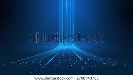 3D High Speed Light Trails. Digital Flow Vector Background. Big Data Technology Lines Fast Wireless Data Transmission. Information in Virtual Reality. 6g Vector Illustration. Artificial neural network