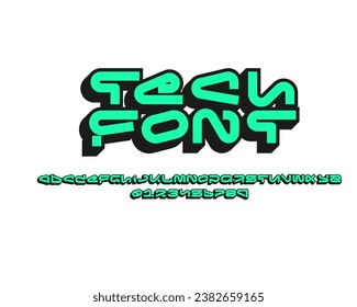 3D high tech designer font set in vector format