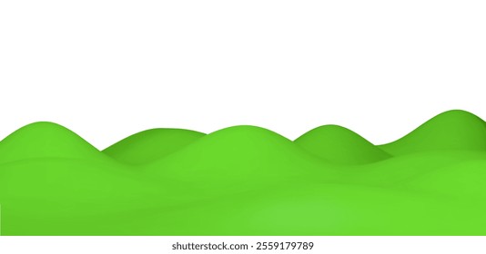 3d hill grass in plastic style. Stock vector illustration on isolated background.