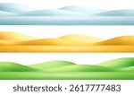 3d hill grass, snow, desert background. Green cartoon park, field, land, meadow, dune mountain, snowdrift. Vector element for kid scene, illustration, banner. Childish minimal landscape