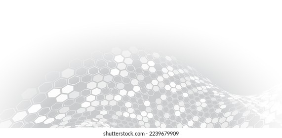 3d Hi-tech digital technology and engineering concept. Wide Sci-fi template with polygons. Abstract perspective hexagons science on the grey background.