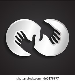 3d holding hands silver logo