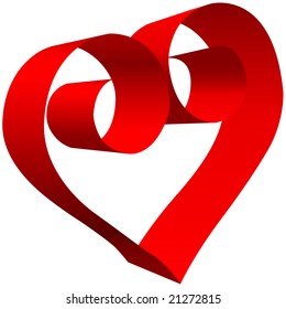 Un elemento de diseño de desplazamiento del corazón de San Valentín de vacaciones 3D sobre fondo blanco.