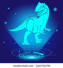 3D hologram of Allosaur. Vector illustration.
