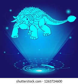 3D hologram of Ankylosaurus. Vector illustration.