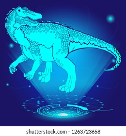 3D hologram of Baryonyx. Vector illustration.