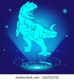 3D hologram of Carnotaur. Vector illustration.