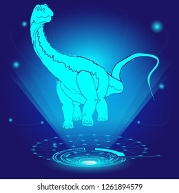 3D hologram of Diplodocus. Vector illustration.