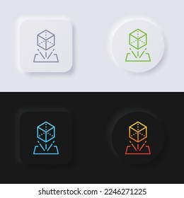 3D Hologram objects icon set, Multicolor neumorphism button soft UI Design for Web design, Application UI and more, Button, Vector.