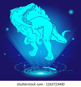 3D hologram of Spinosaurus. Vector illustration.