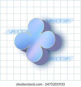 Pegatina holográfica 3D. Estética de diseño de forma geométrica. Vector Diseño gráfico abstracto simple con Formas florales.