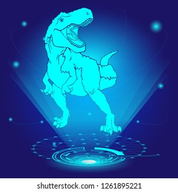 3D hologram of Tyrannosaurus. Vector illustration.