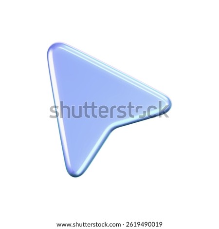 3D holographic arrow cursor icon with a neon gradient, isolated on a white background. Render of iridescent arrow for interfaces, tech navigation, mouse clicks, location search. 3d vector icon