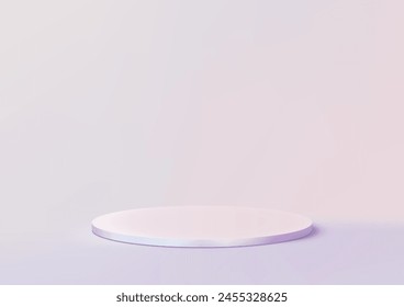 3D holographic color circle podium in the center of a soft background, Minimal style, Product display, Mockup, Showcase, Showroom presentation. Vector illustration