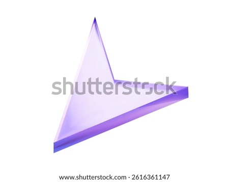 3D holographic cursor icon in purple gradient. Vector navigation pointer element for UI and web interface. 