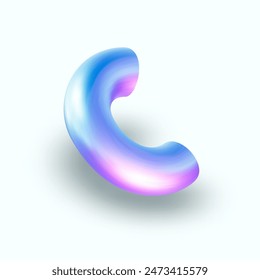 3d holographic geometric shape isolated. Render of 3d neon iridescent geometric shape with rainbow effect. 3d vector illustration