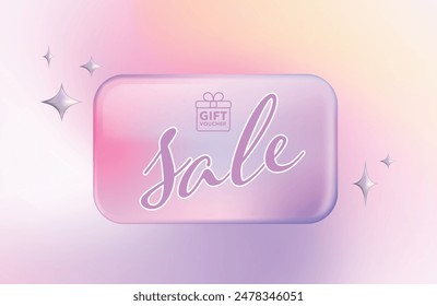 3d holographic Gift voucher with coupon Zero Percentage. For business promotion sales and Discount online purchases. Tag label, sale banner